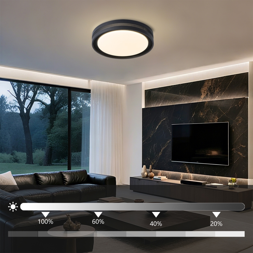 Brilagi - LED-dimmbare Deckenleuchte KREON LED/54W/230V 3000-6000K schwarz Ø 38 cm + Fernbedienung