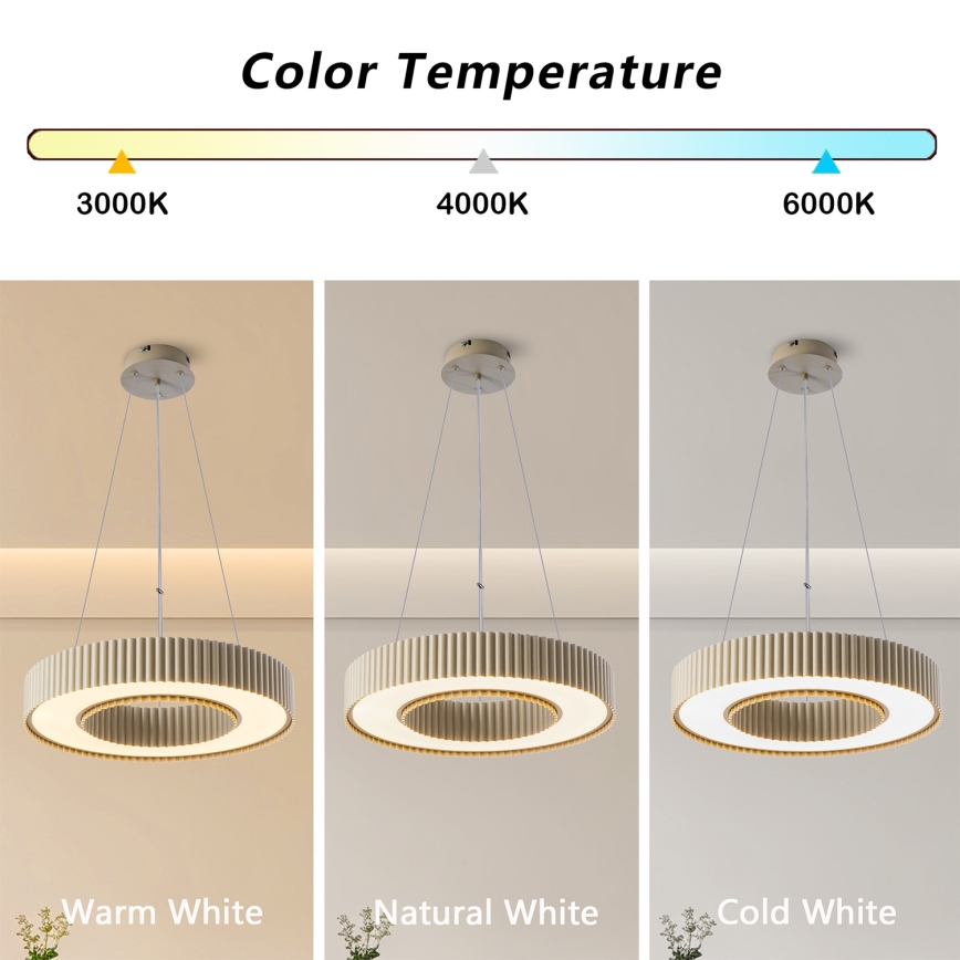Brilagi - Dimmbarer LED-Pendelleuchter LUMIX an Kabel LED/48W/230V 3000-6000K Beige Ø 50 cm + Fernbedienung