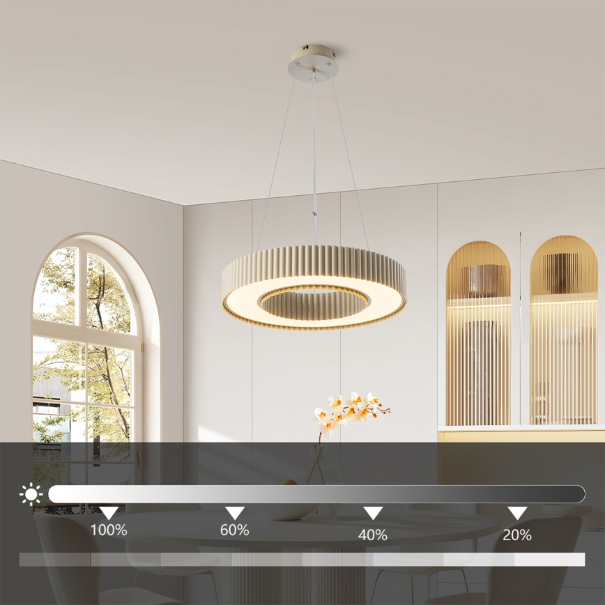 Brilagi - Dimmbarer LED-Pendelleuchter LUMIX an Kabel LED/48W/230V 3000-6000K Beige Ø 50 cm + Fernbedienung