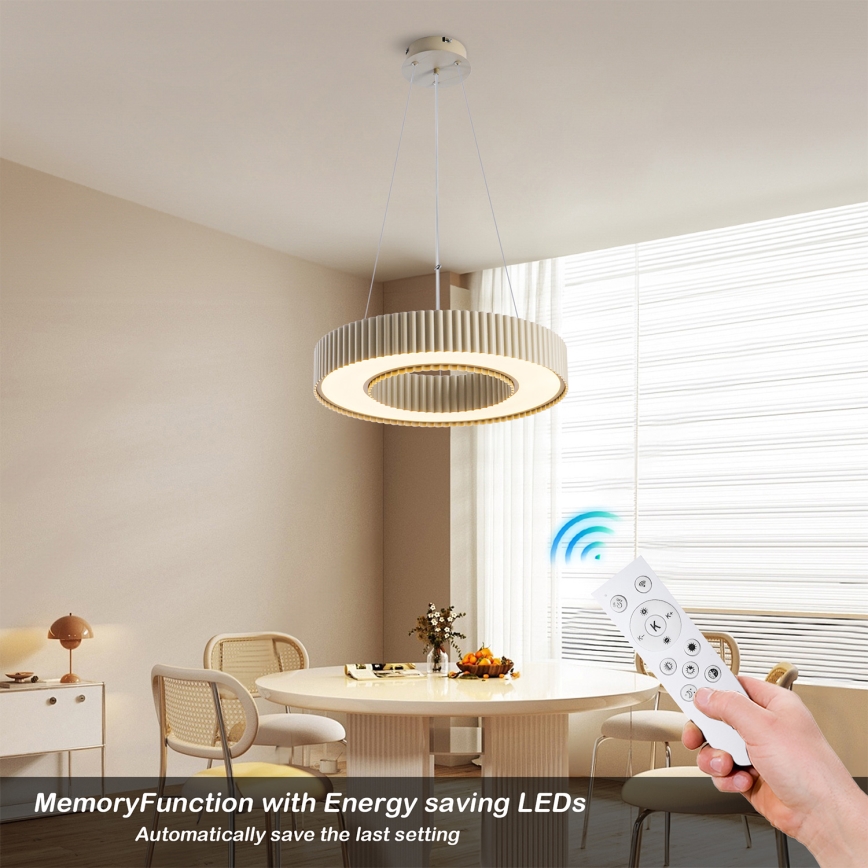 Brilagi - Dimmbarer LED-Pendelleuchter LUMIX an Kabel LED/48W/230V 3000-6000K Beige Ø 50 cm + Fernbedienung