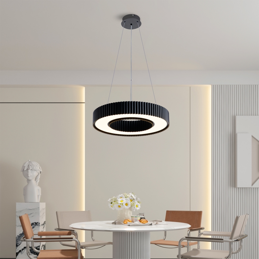 Brilagi - dimmbare LED-Pendelleuchte mit Seilaufhängung LUMIX LED/48W/230V 3000–6000K schwarz Ø 50 cm + Fernbedienung