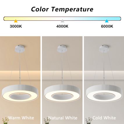 Brilagi - LED-dimmbare Pendelleuchte am Seil LUMIX LED/48W/230V 3000-6000K weiß Ø 50 cm + Fernbedienung