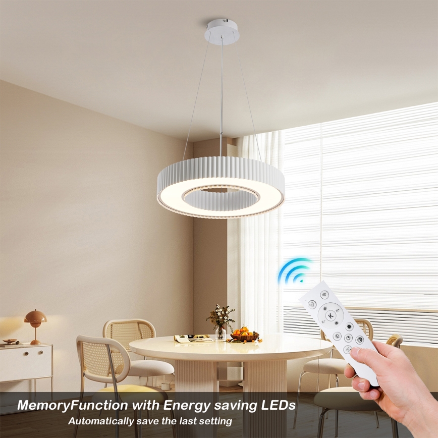 Brilagi - LED-dimmbare Pendelleuchte am Seil LUMIX LED/48W/230V 3000-6000K weiß Ø 50 cm + Fernbedienung