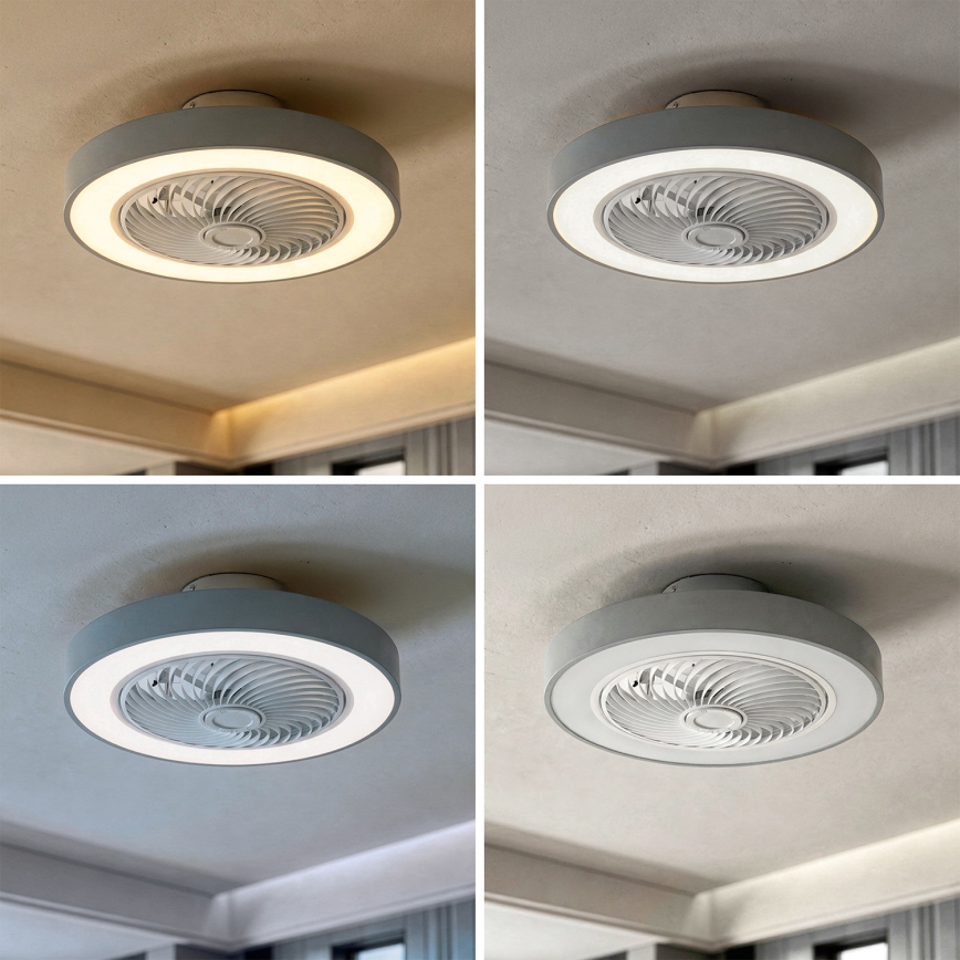Brilagi - Dimmbare LED-Deckenleuchte mit Ventilator LED/38W/230V 3000-6500K Ø 50 cm grau + Fernbedienung