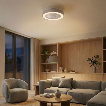 Brilagi - Dimmbare LED-Deckenleuchte mit Ventilator LED/38W/230V 3000-6500K Ø 50 cm grau + Fernbedienung