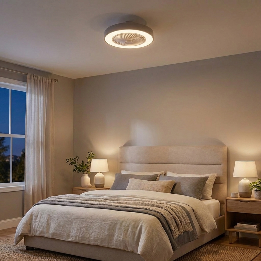 Brilagi - Dimmbare LED-Deckenleuchte mit Ventilator LED/38W/230V 3000-6500K Ø 50 cm grau + Fernbedienung