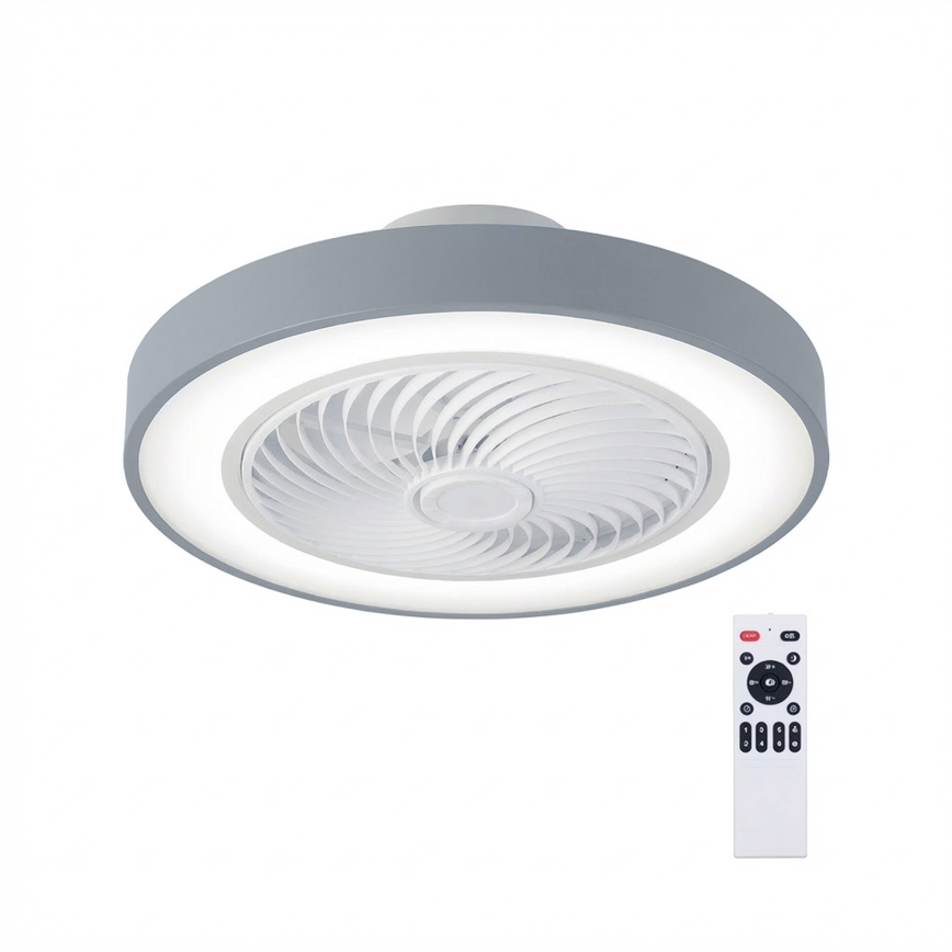 Brilagi - Dimmbare LED-Deckenleuchte mit Ventilator LED/38W/230V 3000-6500K Ø 50 cm grau + Fernbedienung