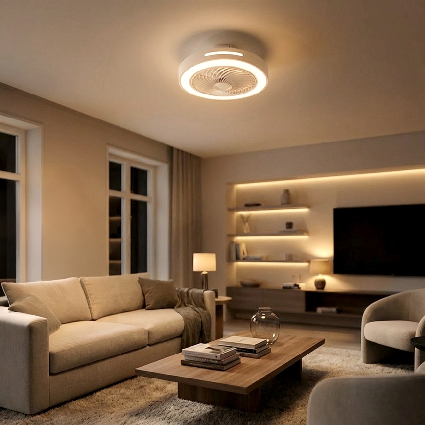 Brilagi - LED-dimmbare Deckenleuchte mit Ventilator LED/38W/230V 3000-6500K Ø 46 cm weiß + Fernbedienung