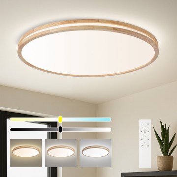 Brilagi - Dimmbare LED-Deckenleuchte MOLINA LED/128W/230V 3000-6000K Eiche Ø 100 cm + Fernbedienung