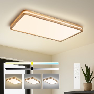 Brilagi - Dimmbare LED-Deckenleuchte MOLINA SQUARE LED/128W/230V 3000-6000K Eiche 90x60 cm + Fernbedienung