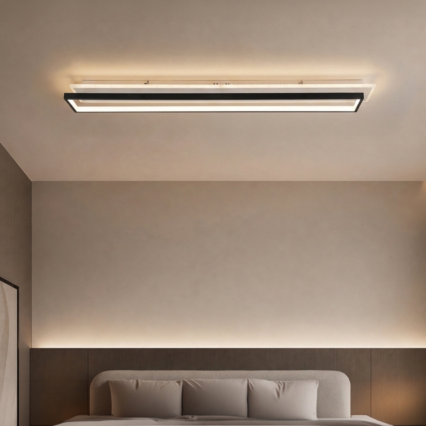 Brilagi - LED dimmbare Deckenleuchte OUTLINE LED/90W/230V 3000-6000K 18x100 cm weiß/schwarz + Fernbedienung