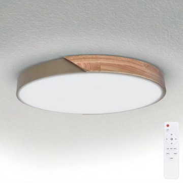 BRILAGI - dimmbare LED-Deckenleuchte PILANA LED/60W/230V 3000-6500K Eiche/Beige Ø 60 cm + mit Fernbedienung