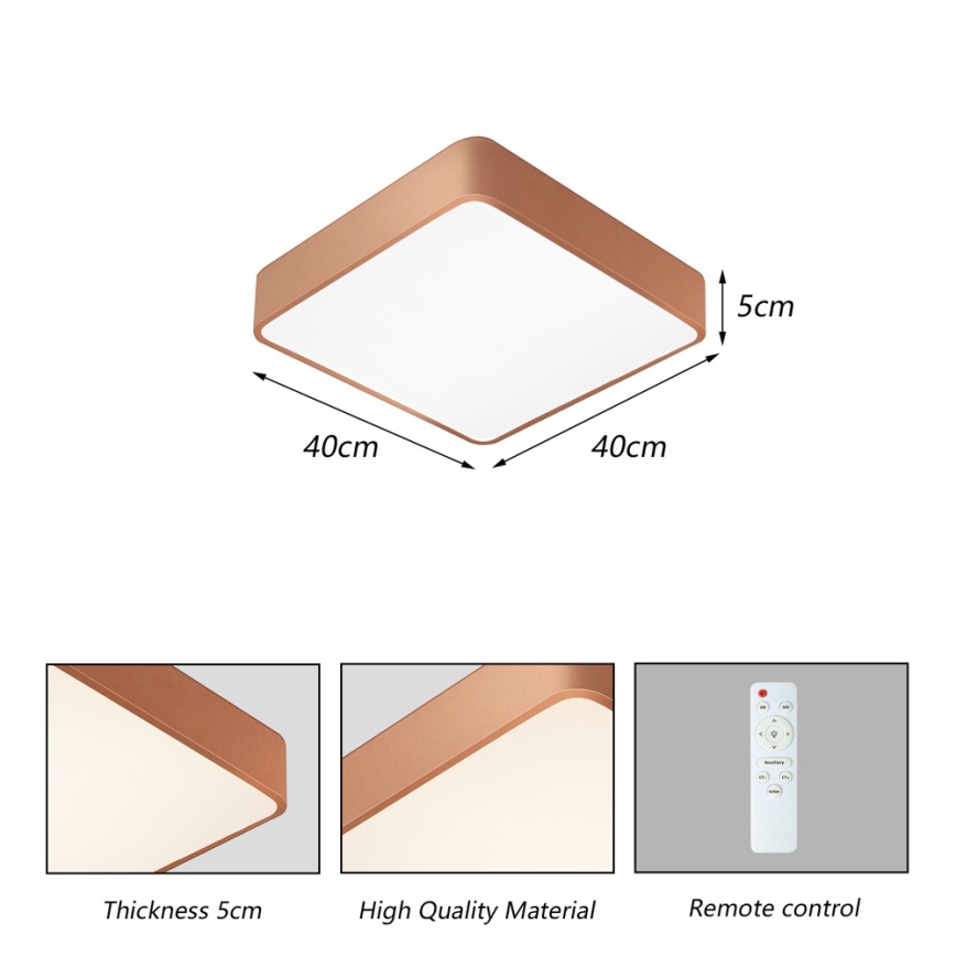 Brilagi - dimmbare LED-Deckenleuchte POOL LED/36W/230V 3000-6000K 40x40 cm bronzefarben + Fernbedienung