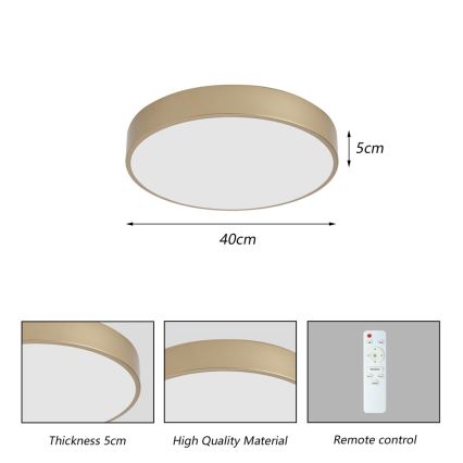 Brilagi - LED dimmbare Deckenleuchte POOL LED/48W/230V 3000-6000K Ø 40 cm goldfarben + Fernbedienung