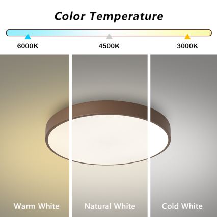 Brilagi - LED dimmbare Deckenleuchte POOL LED/60W/230V 3000-6000K Ø 50 cm braun + Fernbedienung