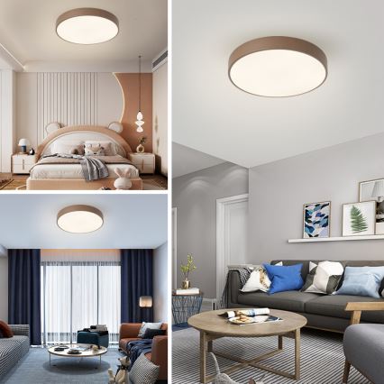 Brilagi - LED dimmbare Deckenleuchte POOL LED/60W/230V 3000-6000K Ø 50 cm braun + Fernbedienung