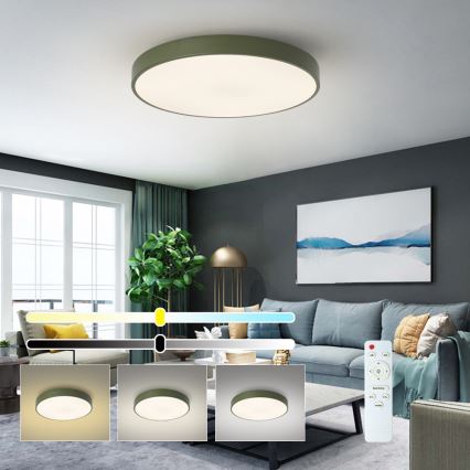 Brilagi - Dimmbare LED-Deckenleuchte POOL LED/60W/230V 3000-6000K Ø 60 cm grün + Fernbedienung