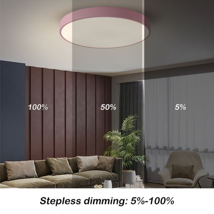 Brilagi - LED-dimmbare Deckenleuchte POOL LED/60W/230V 3000–6000K Ø 60 cm rosa + Fernbedienung
