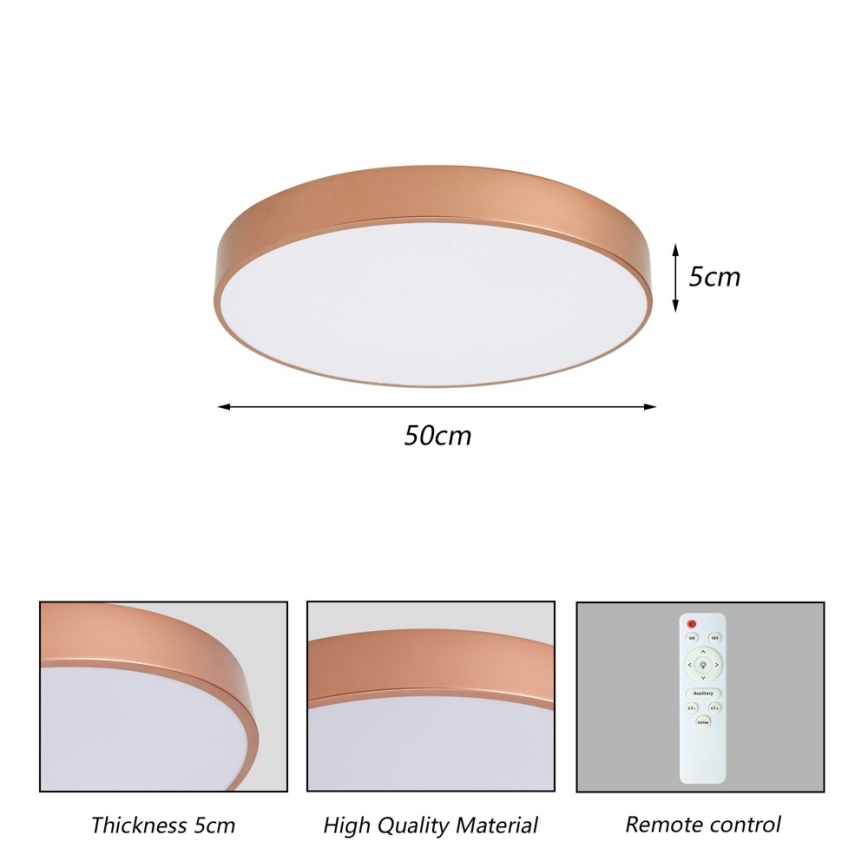 Brilagi - LED-dimmbare Deckenleuchte POOL LED/60W/230V 3000-6000K Ø 50 cm Bronze + Fernbedienung