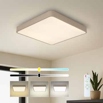Brilagi - dimmbare LED-Deckenleuchte POOL SQUARE LED/36W/230V 3000-6000K 40x40 cm beige + Fernbedienung