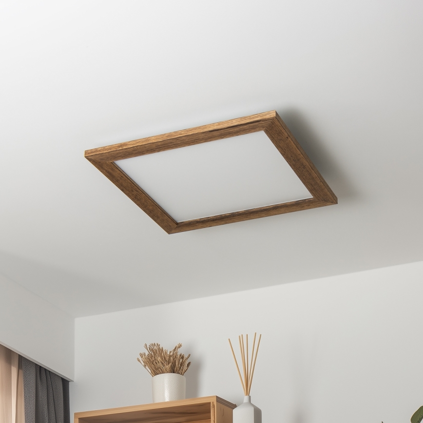 Brilagi - Dimmbare LED-Deckenleuchte SLIMFRAME WOOD LED/36W/230V 49,5x49,5 cm 3000-6000K braun + Fernbedienung