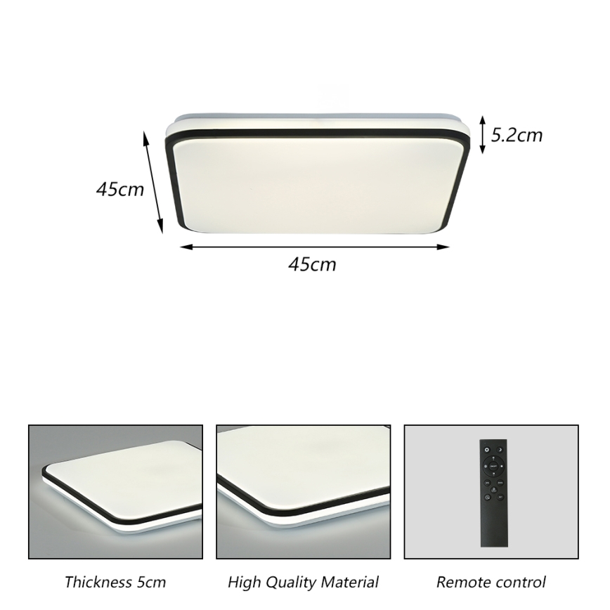 Brilagi - SMART LED-Deckenleuchte, dimmbar, 36 W, 230 V, 53 x 53 cm, 3000–6000 K, Wi‑Fi (Tuya, Beacon) + Fernbedienung