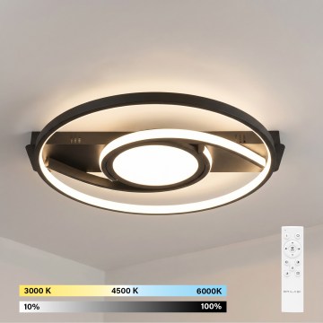 Brilagi - dimmbare LED-Deckenleuchte TWIRL LED/38W/230V 3000-6000K schwarz + Fernbedienung