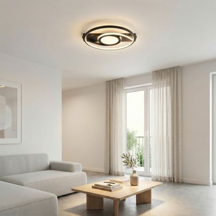 Brilagi - dimmbare LED-Deckenleuchte TWIRL LED/38W/230V 3000-6000K schwarz + Fernbedienung