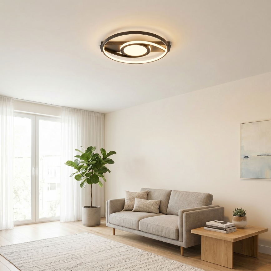 Brilagi - dimmbare LED-Deckenleuchte TWIRL LED/38W/230V 3000-6000K schwarz + Fernbedienung