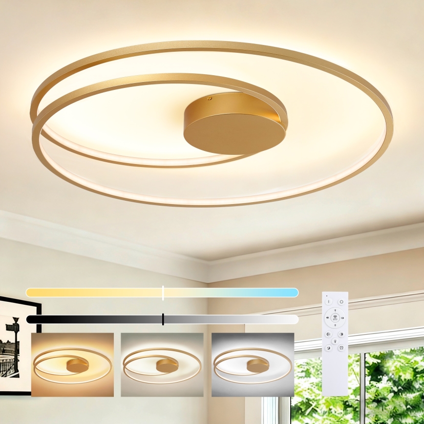 Brilagi - Dimmbare LED-Deckenleuchte TWISTER LED/105W/230V 3000-6000K Ø 100 cm goldfarben + Fernbedienung