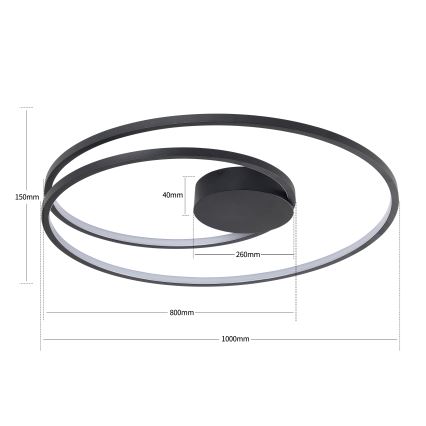 Brilagi - dimmbare LED-Deckenleuchte TWISTER LED/105W/230V 3000-6000K Ø 100 cm schwarz + Fernbedienung