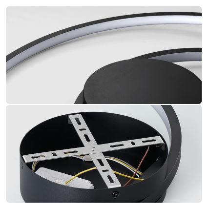 Brilagi - Dimmbare LED-Deckenleuchte TWISTER LED/48W/230V 3000-6000K Ø 50 cm schwarz + Fernbedienung