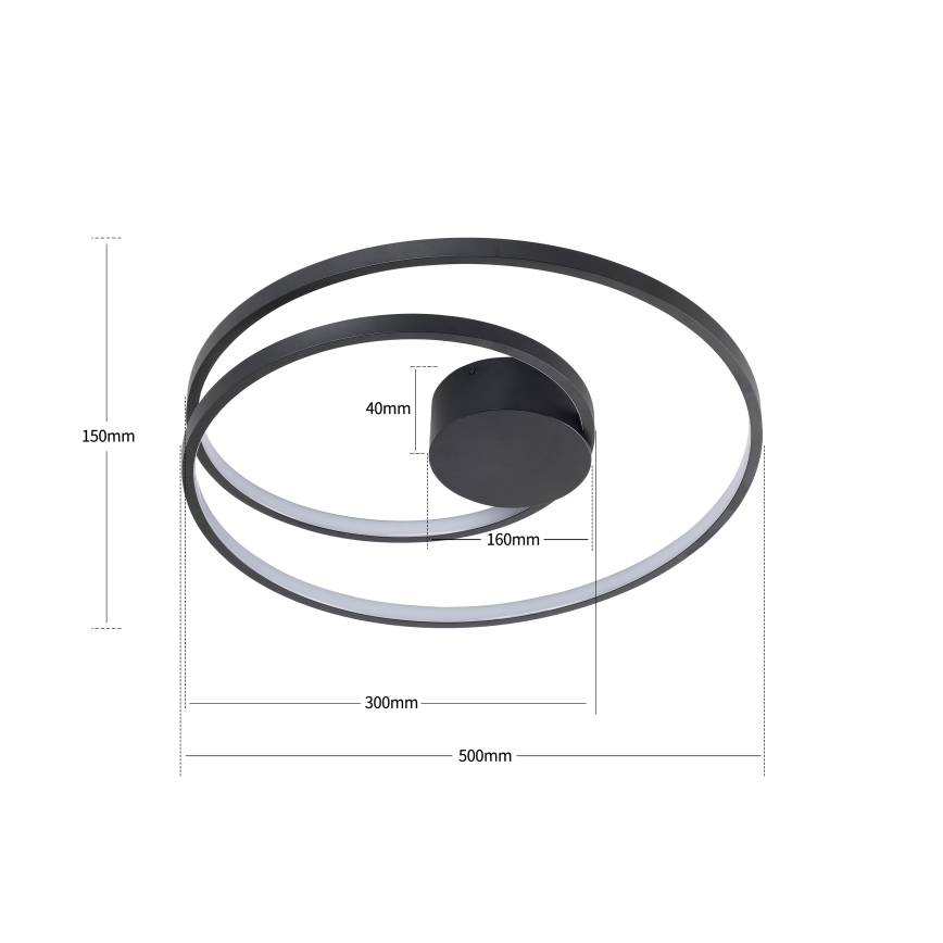 Brilagi - Dimmbare LED-Deckenleuchte TWISTER LED/48W/230V 3000-6000K Ø 50 cm schwarz + Fernbedienung