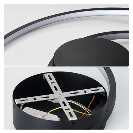 Brilagi - dimmbare LED-Deckenleuchte TWISTER LED/75W/230V 3000-6000K Durchmesser 70 cm schwarz + Fernbedienung