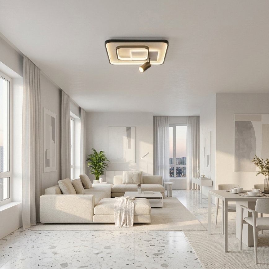 Brilagi - Dimmbare Deckenleuchte UNITY LED/75W/230V + 1xGU10/3W 3000-6000K 50x50 cm weiß/schwarz + Fernbedienung