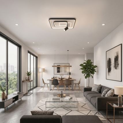 Brilagi - Dimmbare Deckenleuchte UNITY LED/75W/230V + 1xGU10/3W 3000-6000K 50x50 cm weiß/schwarz + Fernbedienung