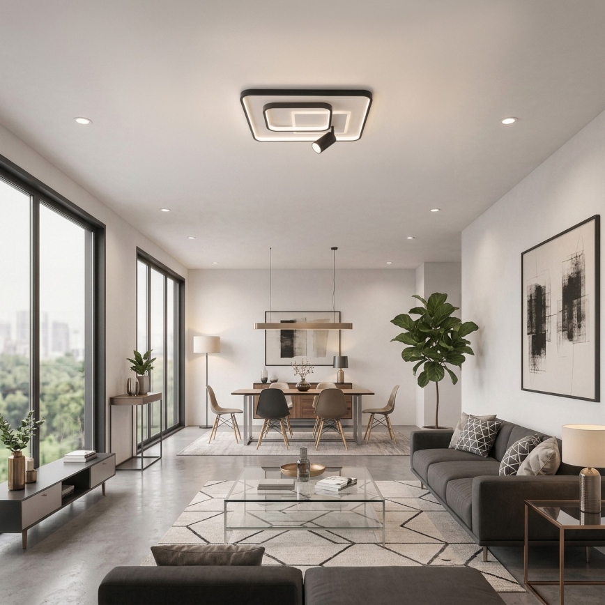 Brilagi - Dimmbare Deckenleuchte UNITY LED/75W/230V + 1xGU10/3W 3000-6000K 50x50 cm weiß/schwarz + Fernbedienung