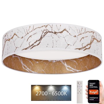 Brilagi – Dimmbare LED-Deckenleuchte VELVET SMART LED/24W/230V d 45 cm 2700-6500K Wi-Fi Tuya weiß/golden + Fernbedienung