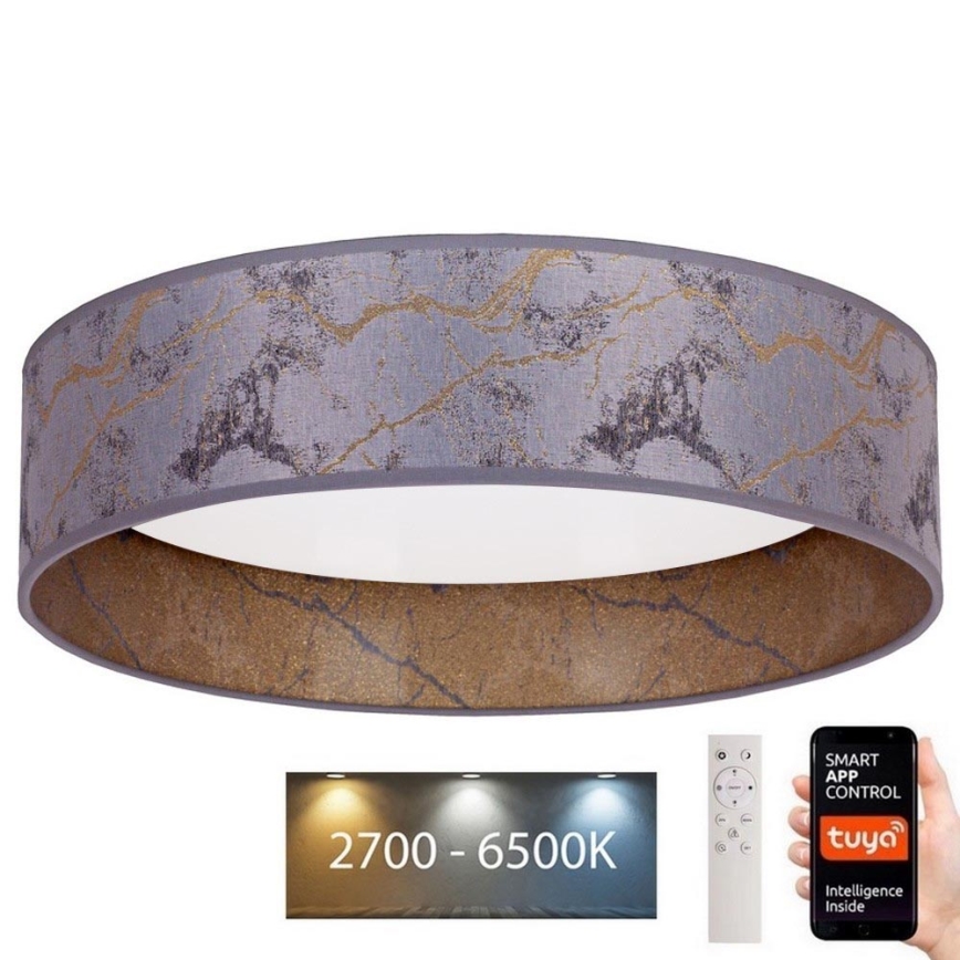 Brilagi – Dimmbare LED-Deckenleuchte VELVET SMART LED/36W/230V d 55 cm 2700-6500K Wi-Fi Tuya grau/golden + Fernbedienung