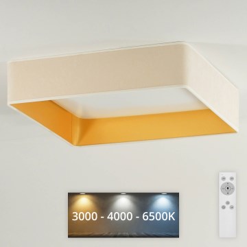 Brilagi - Dimmbare LED-Deckenleuchte VELVET SQUARE LED/24W/230V 3000/4000/6500K + Fernbedienung cremefarben