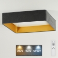 Brilagi - Dimmbare LED-Deckenleuchte VELVET SQUARE LED/24W/230V 3000/4000/6500K + Fernbedienung grau