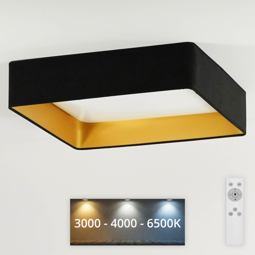 Brilagi - Dimmbare LED-Deckenleuchte VELVET SQUARE LED/24W/230V 3000/4000/6500K + Fernbedienung schwarz