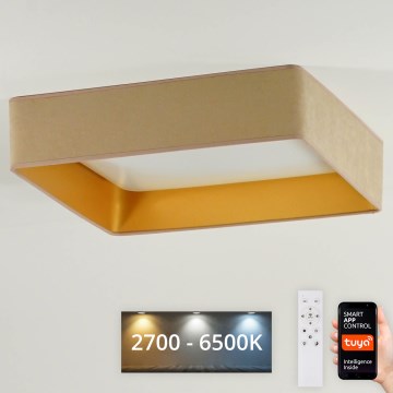 Brilagi - Dimmbare LED-Deckenleuchte VELVET SQUARE SMART LED/36W/230V 2700-6500K Wi-Fi Tuya + Fernbedienung beige