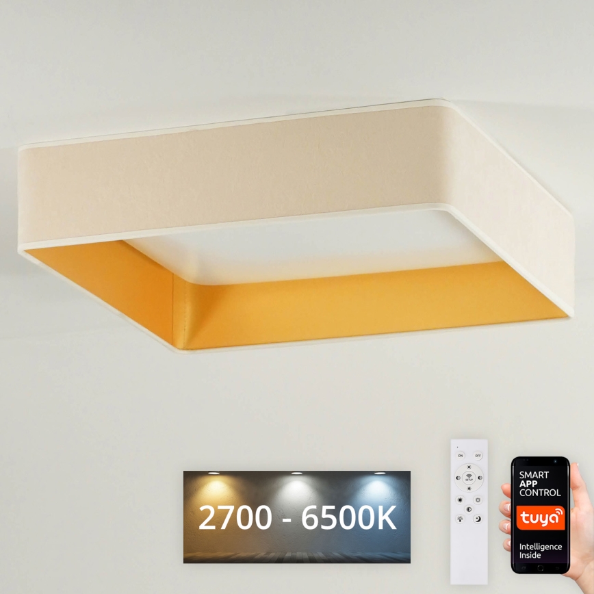 Brilagi - Dimmbare LED-Deckenleuchte VELVET SQUARE SMART LED/36W/230V 2700-6500K Wi-Fi Tuya + Fernbedienung cremefarben