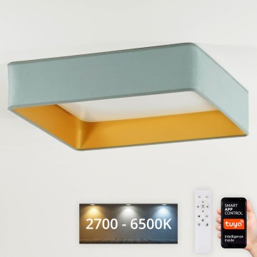 Brilagi - Dimmbare LED-Deckenleuchte VELVET SQUARE SMART LED/36W/230V 2700-6500K Wi-Fi Tuya + Fernbedienung Minze