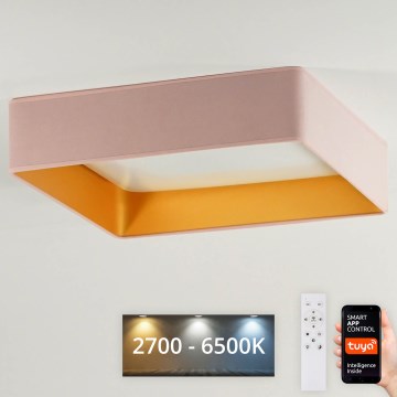 Brilagi - Dimmbare LED-Deckenleuchte VELVET SQUARE SMART LED/36W/230V 2700-6500K Wi-Fi Tuya + Fernbedienung rosa