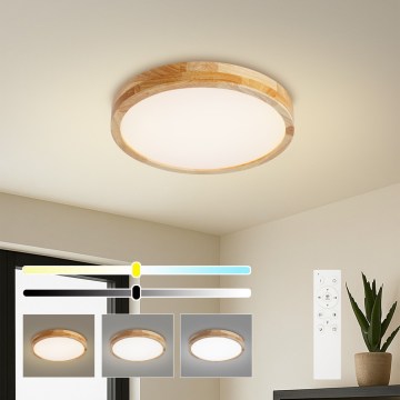 Brilagi - dimmbare LED-Deckenleuchte WOODLINE LED/48W/230V 3000-6000K Eiche Ø 40 cm + Fernbedienung