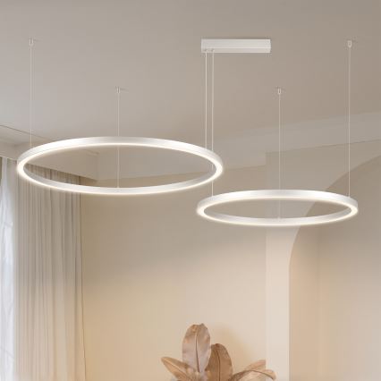 Brilagi - LED-dimmbare Pendelleuchte mit Seilabhängung PORTOFINO LED/98W/230V 3000-6000K silber + Fernbedienung