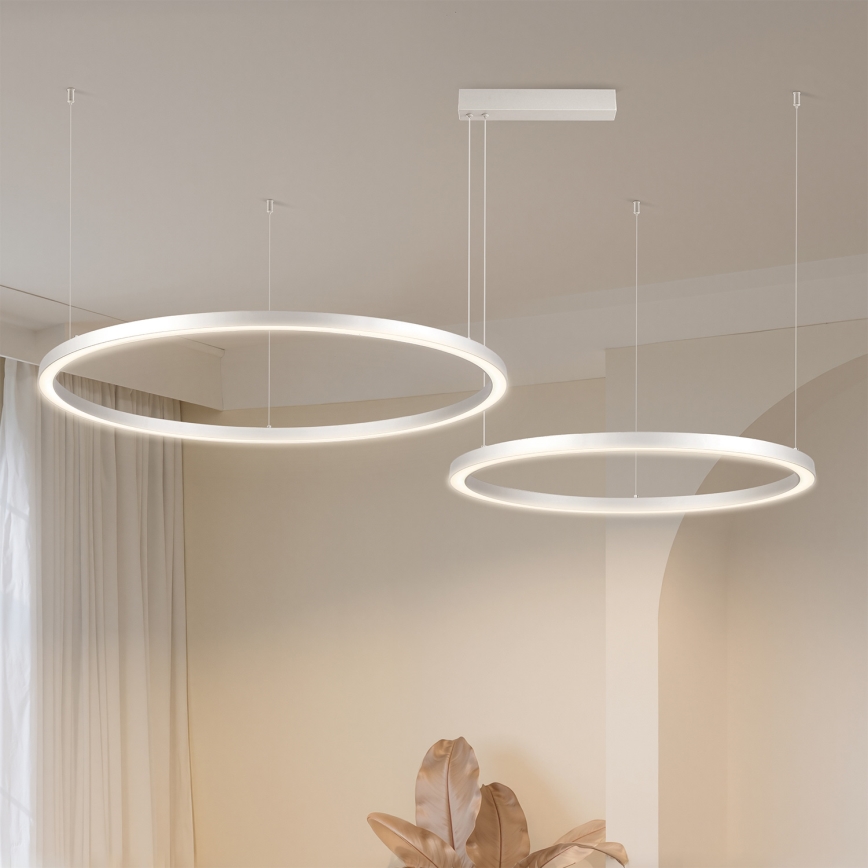 Brilagi - LED-dimmbare Pendelleuchte mit Seilabhängung PORTOFINO LED/98W/230V 3000-6000K silber + Fernbedienung