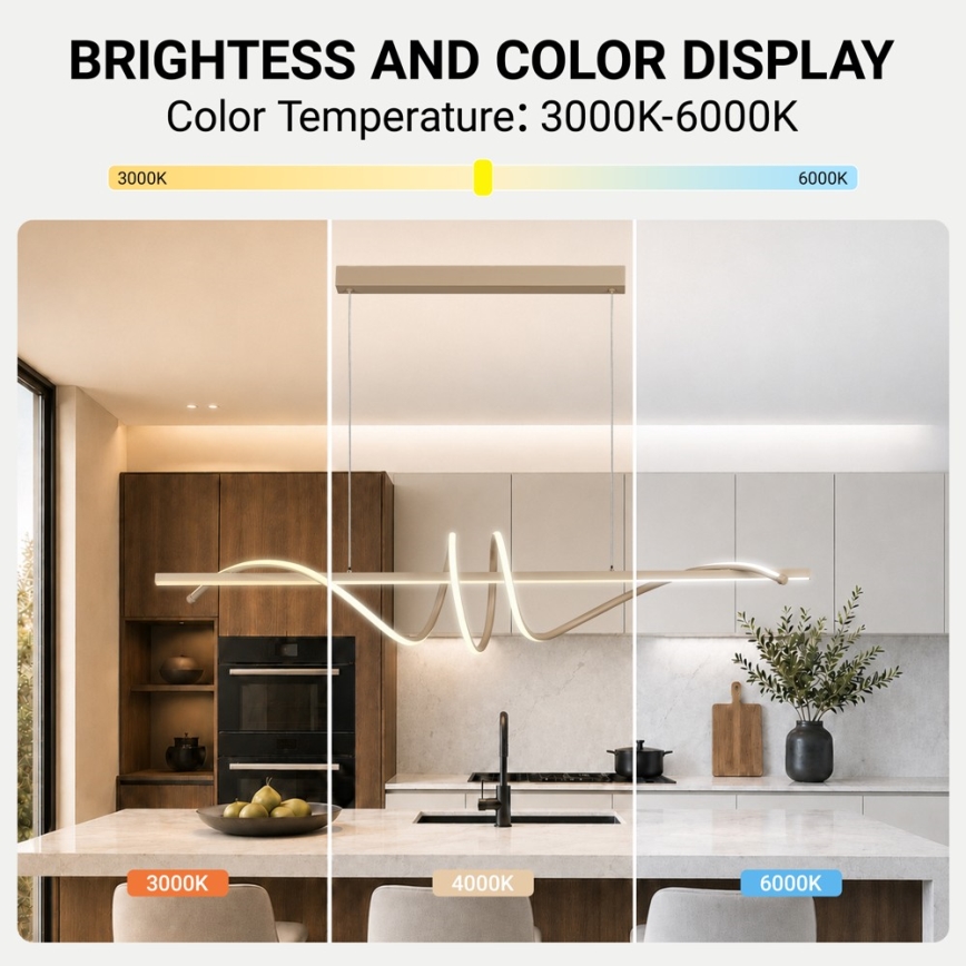 BRILAGI - LED-dimmbare Hängeleuchte an Seil SIGNATURE LED/50W/230V 3000-6000K 120 cm beige + Fernbedienung